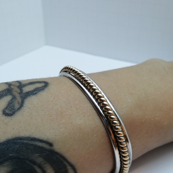 Vintage 12K GP & Solid Sterling Silver 925 Bangle - Picture 8 of 10